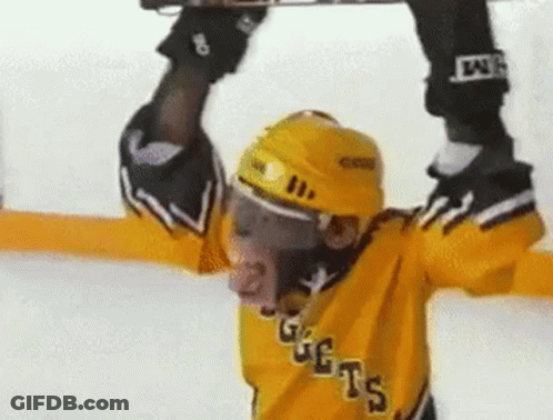 Hockey Player In Yellow Jersey GIF