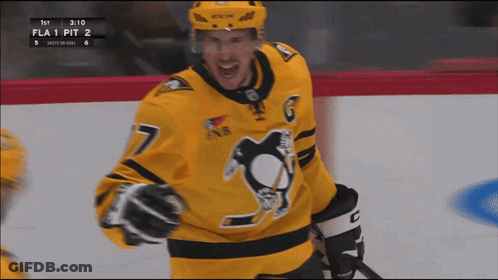 Hockey Player In Yellow Jersey Number 7 GIF