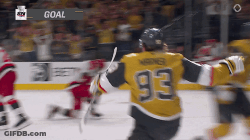 Hockey Player In Yellow Jersey Number 93 GIF