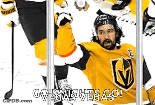 Hockey Player In Yellow Jersey Saying Go GIF