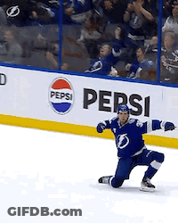 Hockey Player Kneeling In Front Of Pepsi Sign GIF
