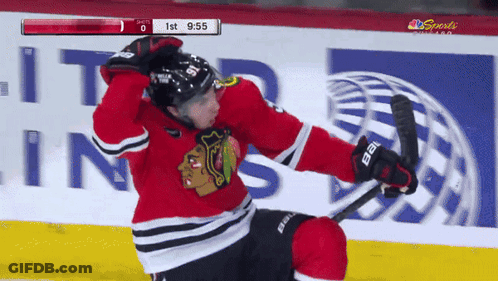 Hockey Player Lying On Ice Score 0-1 GIF
