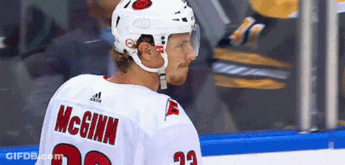 Hockey Player McGinn In White Jersey GIF