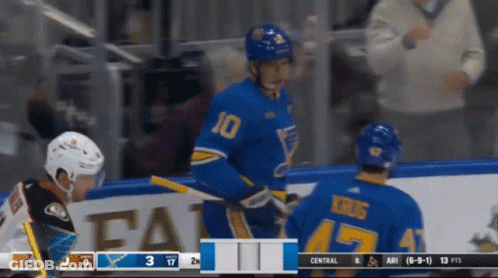 Hockey Player Number 10 Talking To Another GIF