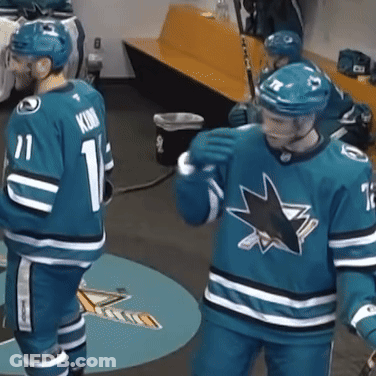 Hockey Player Number 11 Next To Number 16 GIF