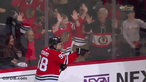 Hockey Player Number 18 In Front Of Crowd GIF