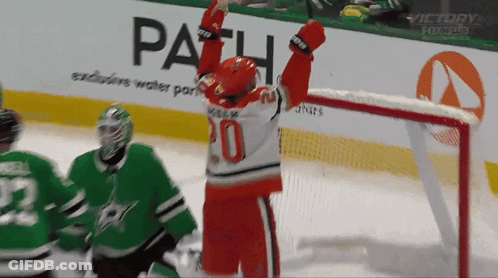 Hockey Player Number 20 Celebrates Goal GIF