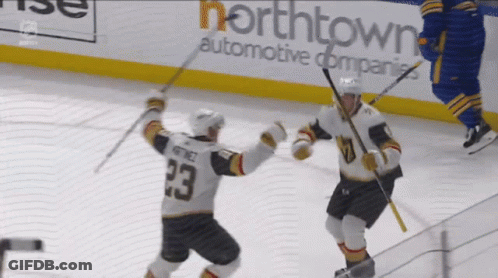 Hockey Player Number 23 Celebrates Goal GIF