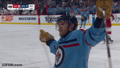 Hockey Player Number 27 Holding Hockey Stick GIF