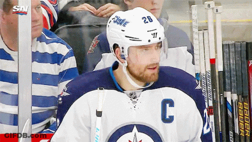 Hockey Player Number 28 Sitting In Stands GIF