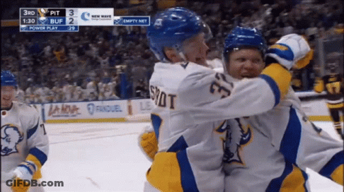 Hockey Player Number 33 Hugging Teammate GIF