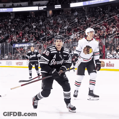 Hockey Player Number 36 Holding Stick GIF
