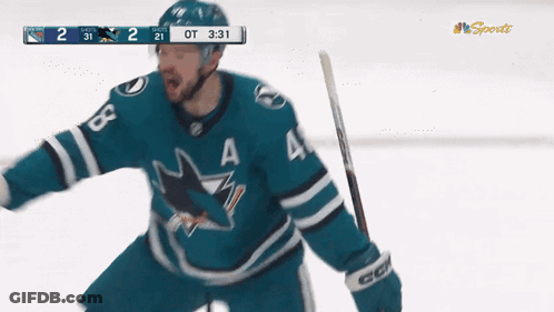 Hockey Player Number 4 Holding Stick GIF