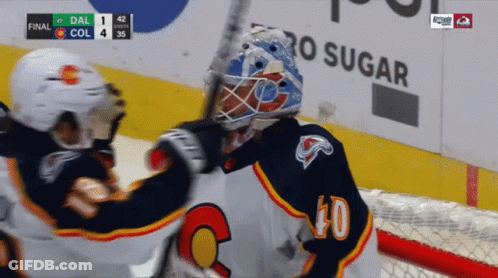 Hockey Player Number 40 Hugging Teammate GIF