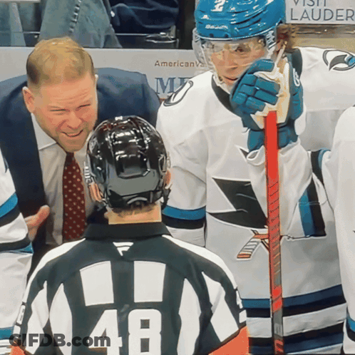 Hockey Player Number 48 Talks To Referee GIF