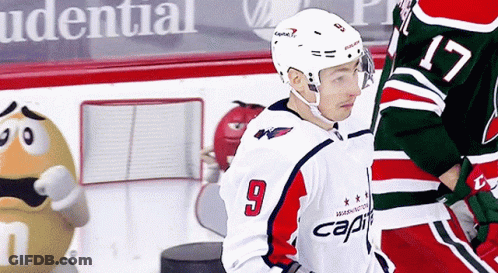 Hockey Player Number 6 Celebrating Capitals Goal GIF
