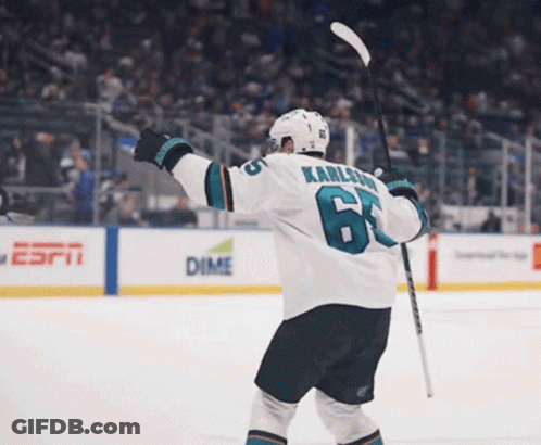 Hockey Player Number 6 Holding Stick GIF