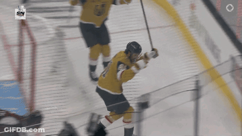 Hockey Player Number 61 Celebrating Goal GIF