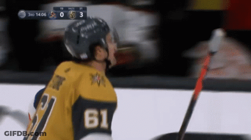 Hockey Player Number 61 Looking Sideways GIF