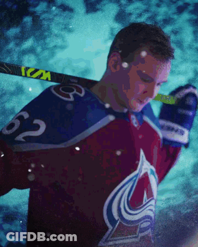 Hockey Player Number 62 Holding Stick GIF