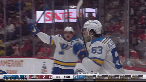 Hockey Player Number 63 Celebrates Goal GIF