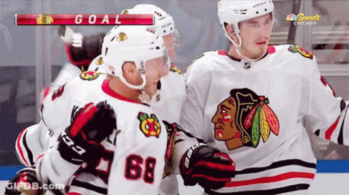 Hockey Player Number 68 Celebrating Goal GIF