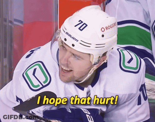 Hockey Player Number 70 Saying I Hope That Hurt GIF