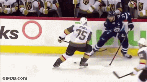 Hockey Player Number 75 Playing Defense GIF