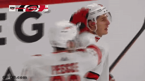 Hockey Player Number 76 Holding Stick GIF