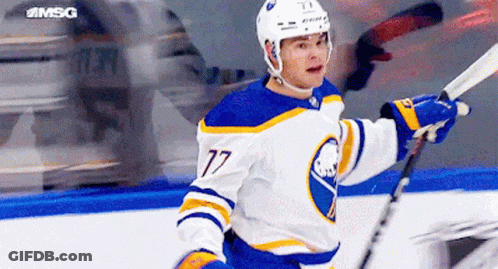 Hockey Player Number 77 Holding Stick GIF