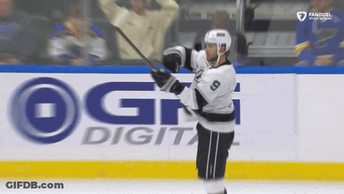 Hockey Player Number 8 Holding Stick GIF