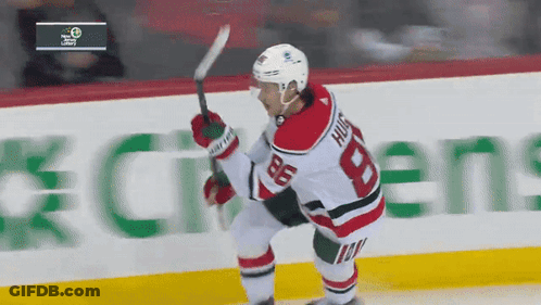 Hockey Player Number 8 Holding Stick GIF