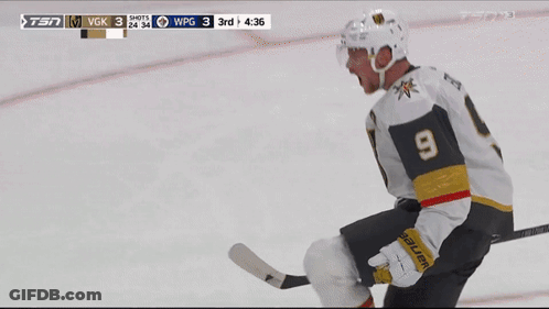 Hockey Player Number 9 Before Scoreboard GIF
