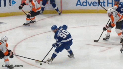 Hockey Player Number 90 Trying To Get Puck GIF