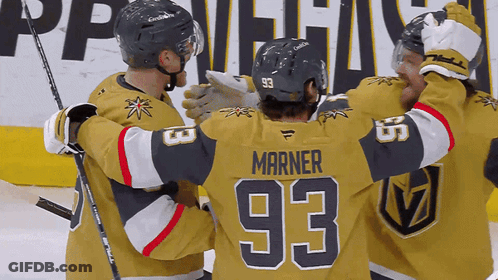 Hockey Player Number 93 Hugging Another Player GIF
