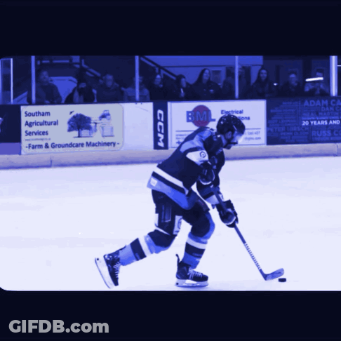 Hockey Player On Ice In Front Of CCM Sign GIF
