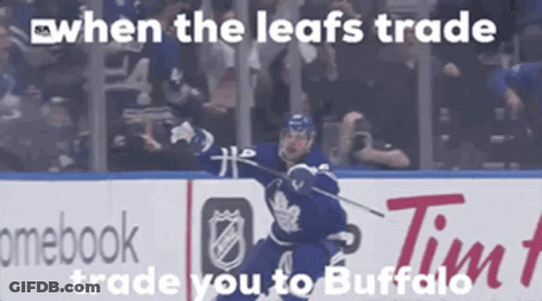 Hockey Player On Ice With Trade Words GIF