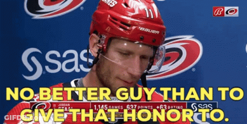 Hockey Player Red Helmet No Better Guy Than To Give That Honor To GIF