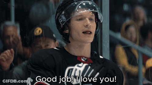 Hockey Player Saying Good Job I Love You GIF
