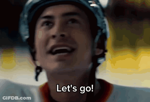 Hockey Player Saying Let's Go Wearing Helmet GIF