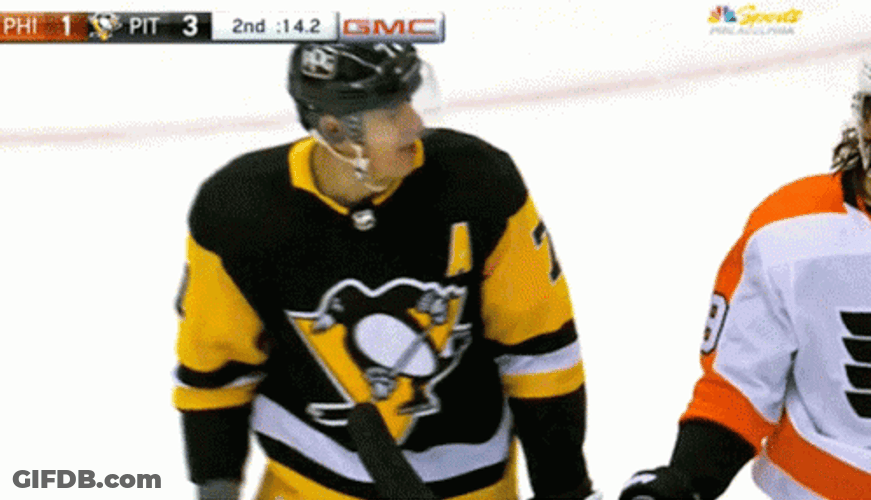Hockey Player Secretly Pushing Other Player GIF