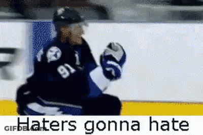 Hockey Player Sitting On Ice Hatters Gonna Hate GIF