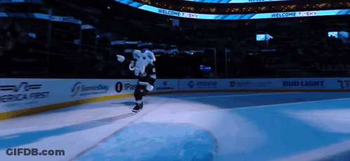 Hockey Player Skating Past Welcome To Sky Sign GIF