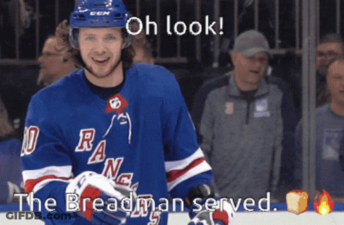 Hockey Player Smiling In The Breadman Served Jersey GIF