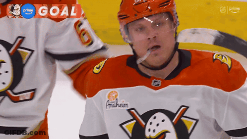 Hockey Player Wearing Anaheim Jersey GIF