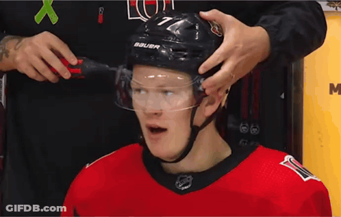 Hockey Player Wearing Bauer Helmet GIF