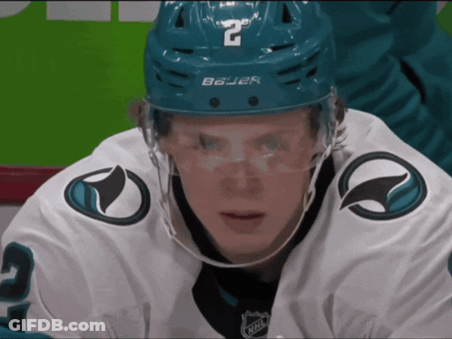 Hockey Player Wearing Bauer Helmet GIF