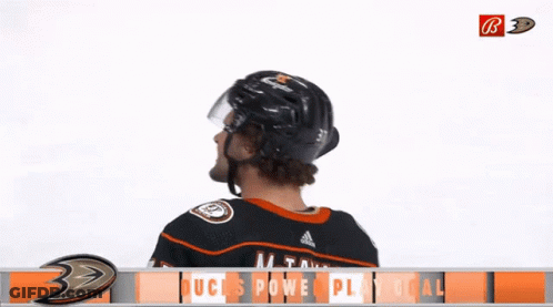 Hockey Player Wearing Ducks Jersey GIF