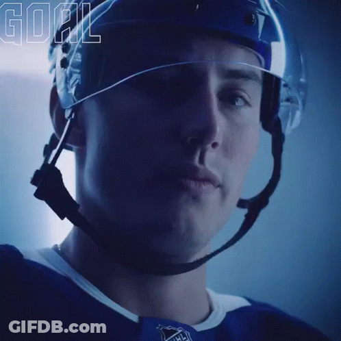 Hockey Player Wearing Goal Helmet GIF