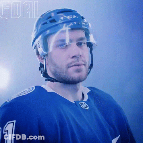 Hockey Player Wearing Helmet Number 1 GIF